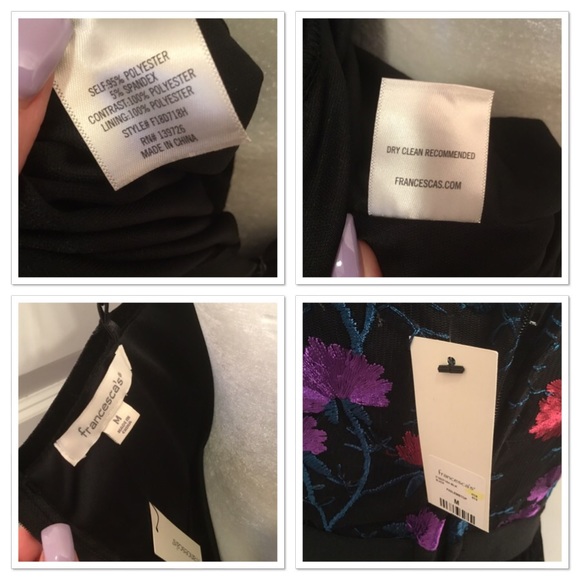 Francesca's Tara Embroidered Velvet Dress NWT Med - Picture 8 of 8